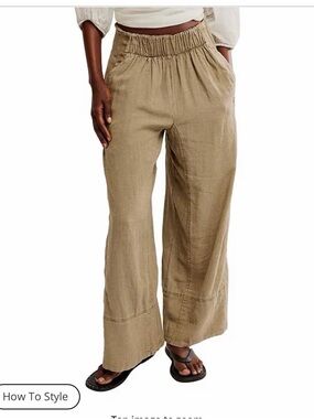 Free people Days End Linen pull on pant (green)